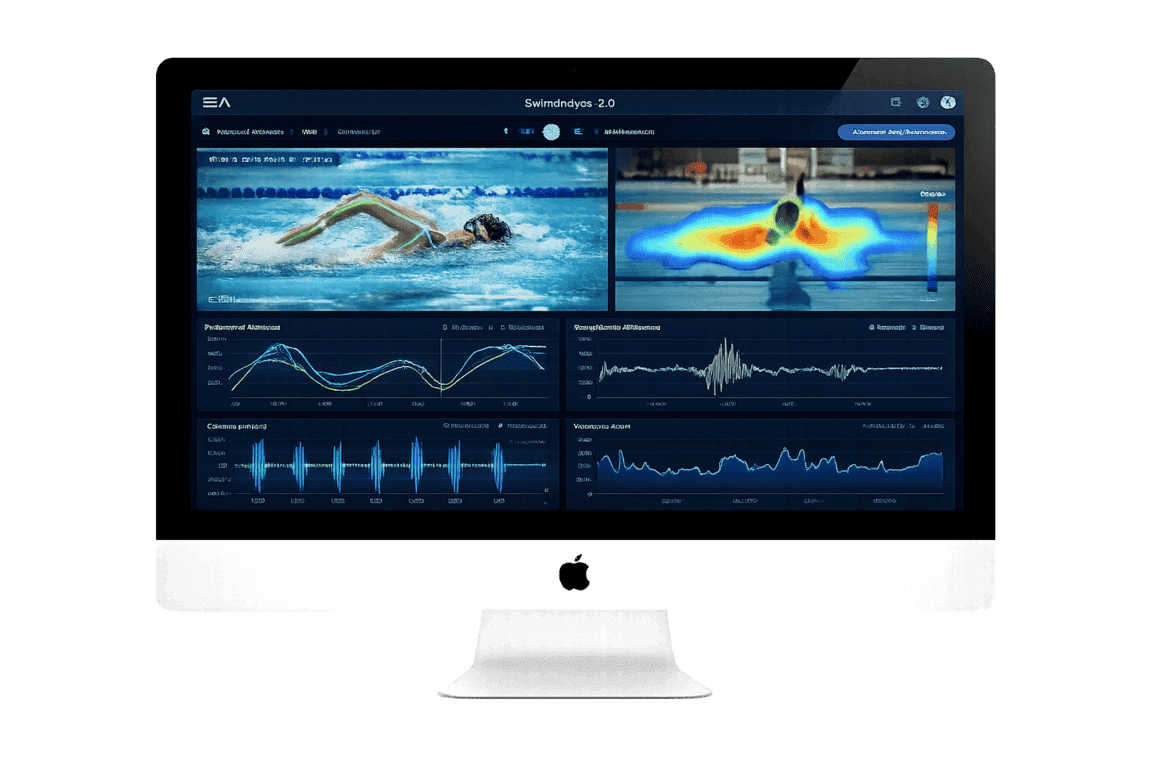 Interface SwimAnalyzer — dashboard d'analyse biomécanique